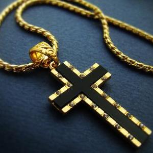 1.57" Mens Cross Pendant Necklace..