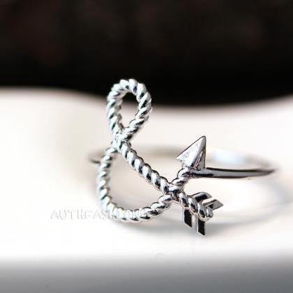 You & I Ampersand Arrow Ring Unique..