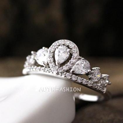 Crystal Crown Ring Tiara Ring Princess Ring..
