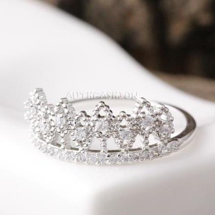 Crystal Crown Ring Tiara Ring Princess Ring Size..