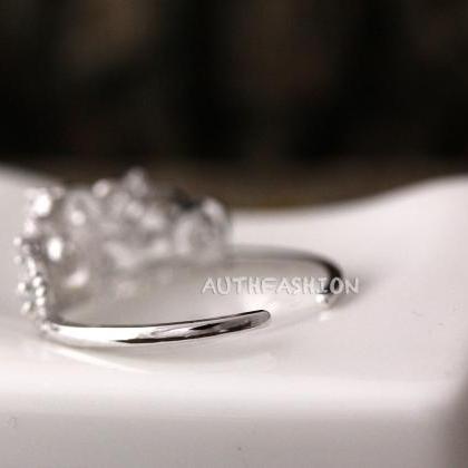 Adjustable Crystal Crown Ring Tiara Princess..