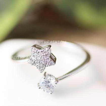 By Crystal Star W Dot Adjustable Ring Open Ring..