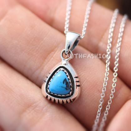 Sterling Silver Turquoise Pendant Triangular..
