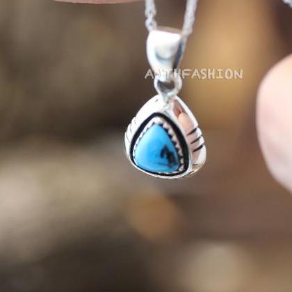 Sterling Silver Turquoise Pendant Triangular..