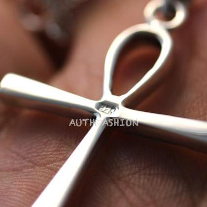 Sterling Silver Turquoise Onyx Cross Pendant..