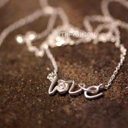 Sterling Silver Love Letter Pendant Necklace..