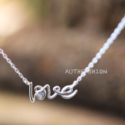 Sterling Silver Love Letter Pendant Necklace..
