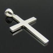 Mens Sterling Silver 925 Simple Cross Pendant for Chain Necklace Charm