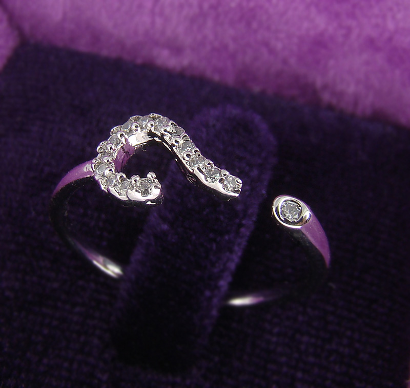 Women's Teen's Ring Jewelry White Silver Question Mark Crystal Wrap Ring Size Adjustable