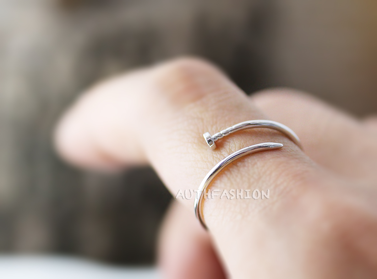 Simple Slim Nail Ring Unique Funny Ring Jewelry Silver Plated Ring Gift Idea Byr28