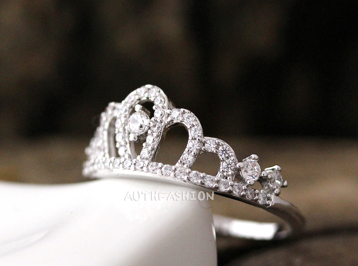 Crystal Crown Ring Tiara Ring Princess Ring Stacking Bridesmaid Gift Idea Bycr15