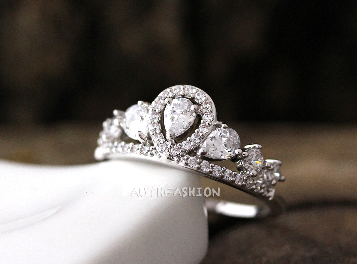 Crystal Crown Ring Tiara Ring Princess Ring Stacking Bridesmaid Gift Idea Bycr14