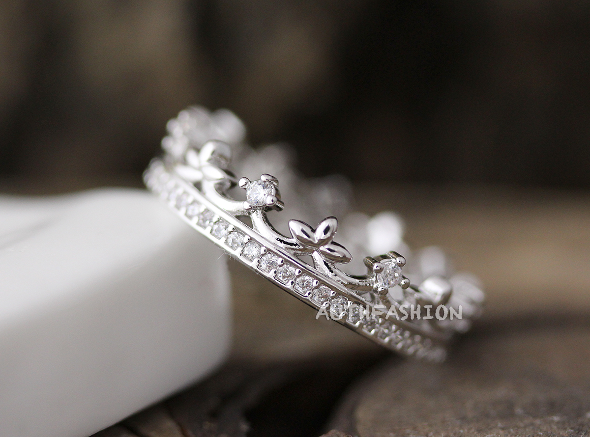 Crystal Crown Ring Tiara Ring Princess Ring Stacking Ring Bridesmaid ...