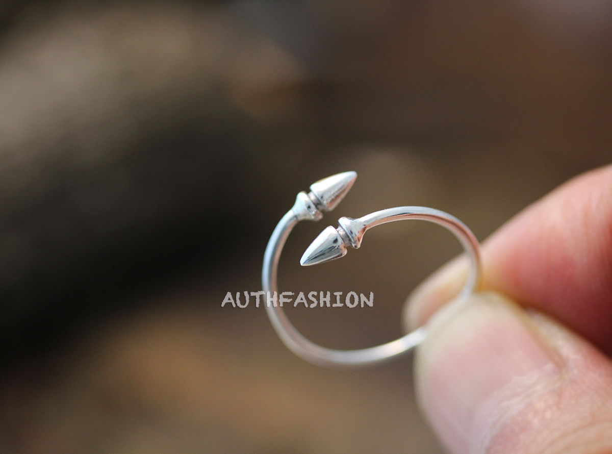 Sterling Silver Arrow Ring Spear Gift Idea Size Adjustable Simple Wrap Ring