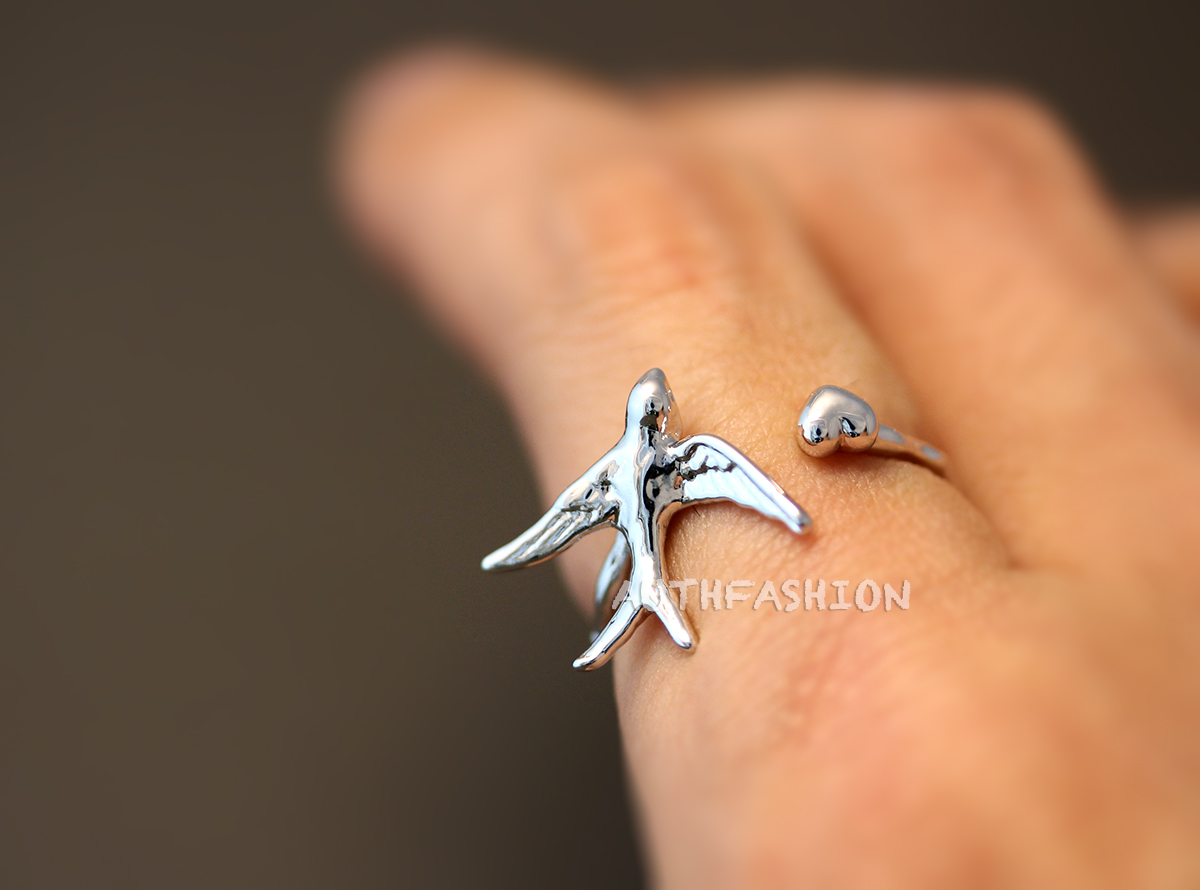 Swallow Ring Unique Animal Ring Jewelry Adjustable Funny Wrap Ring Gift Idea