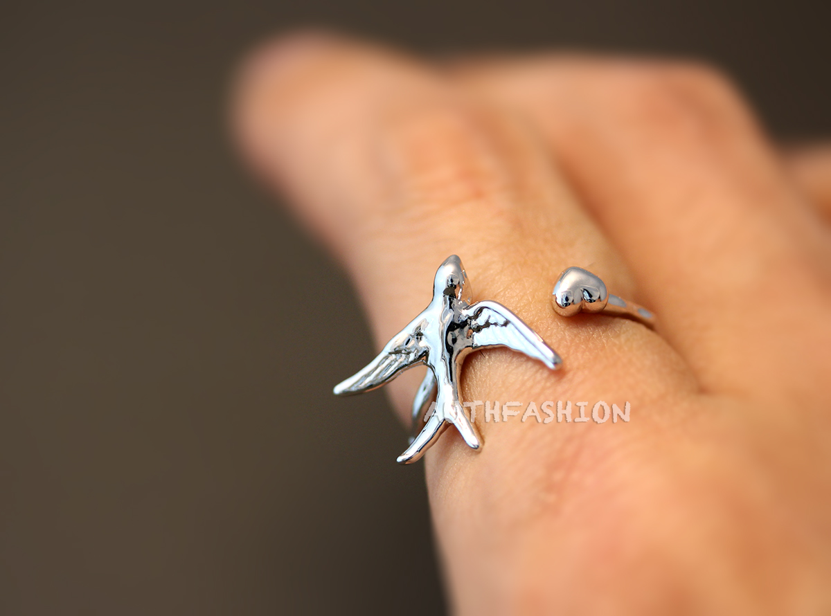 swallow-ring-unique-animal-ring-jewelry-adjustable-funny-wrap-ring-gift