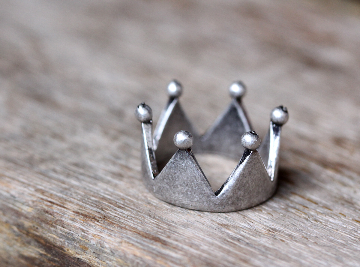 Simple Crown Ring Retro Silver Tone Prince Princess Ring Tiara Womens Jewelry