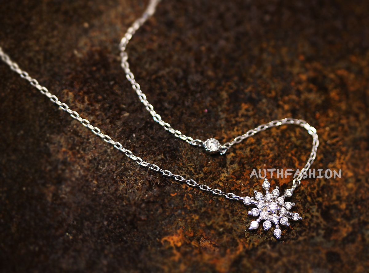 Snowflake Pendant Necklace Ice Snow Frozen Gift Idea Jewelry Winter Christmas